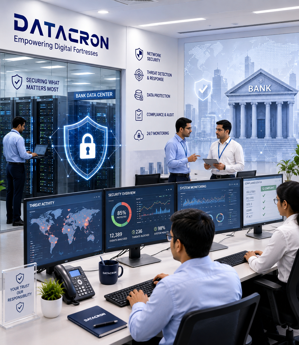 Datacron security specialist monitoring infrastructure